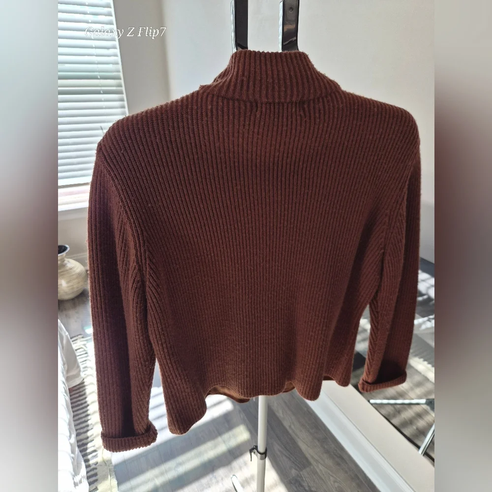 Valerie Separates Leather & Merino Wool Mixed Media Zip Jacket - Brown - XL - Picture 8 of 8